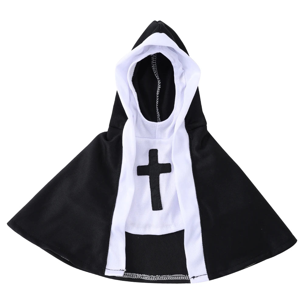 Vodapet Halloween Nun Costume for Cats & Small Dogs – Funny Cross Print Pet Outfit