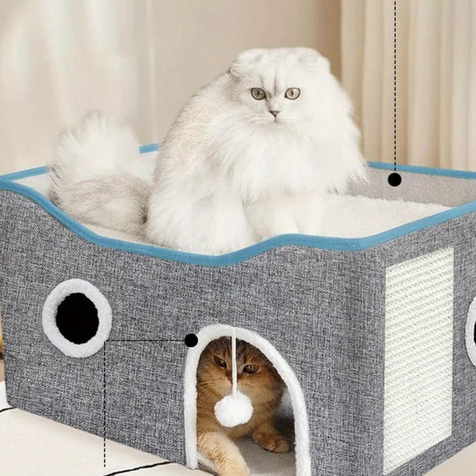 Vodapet Foldable Cat House with Fluffy Ball