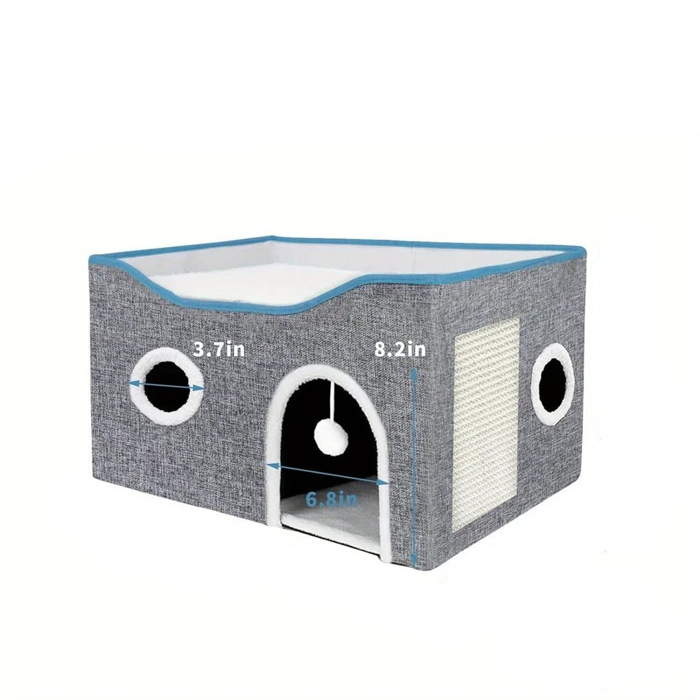 Vodapet Foldable Cat House with Fluffy Ball