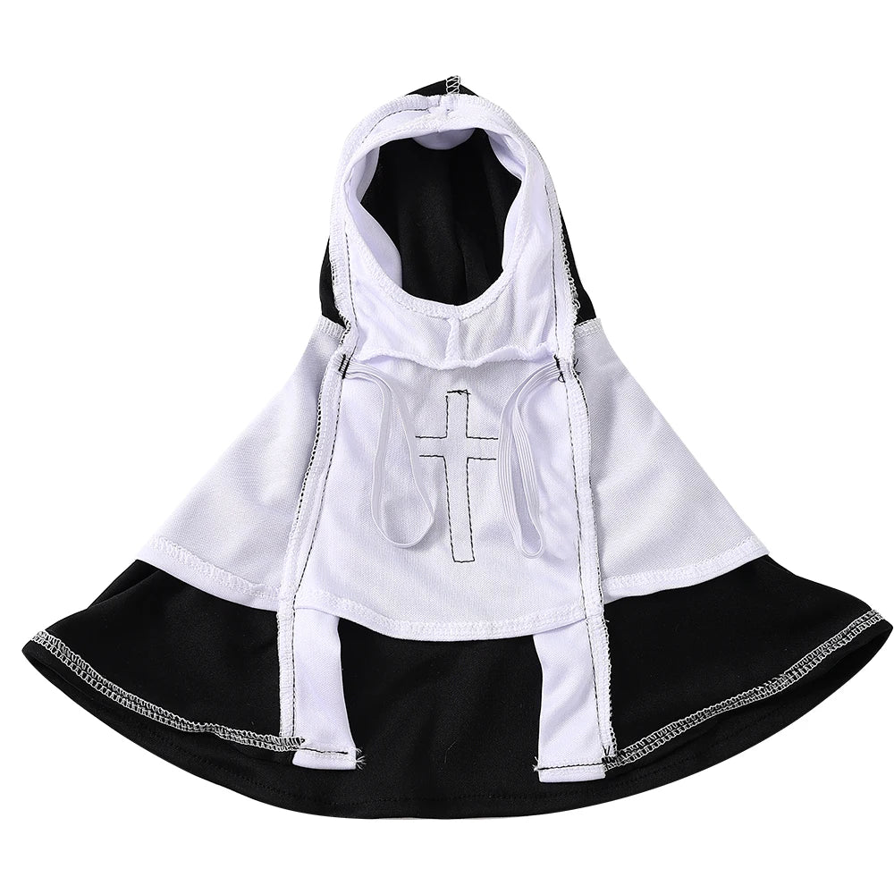 Vodapet Halloween Nun Costume for Cats & Small Dogs – Funny Cross Print Pet Outfit