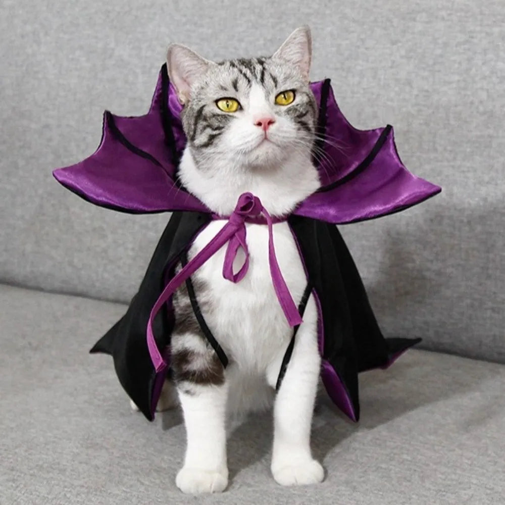 Vodapet Halloween Bat Costume – Cat & Small Pet Cosplay Cloak with Bow