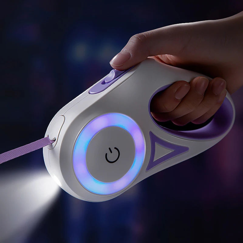 Vodapet LED Retractable Leash with Flashlight – 3m/5m for Small to Large Dogs & Cats