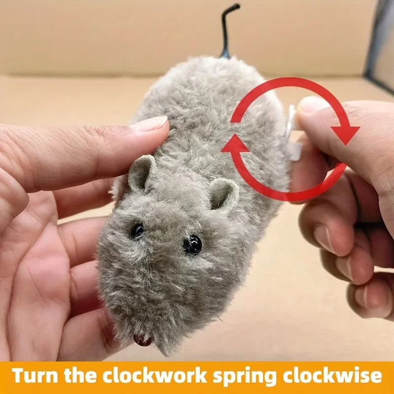Vodapet Interactive Wind-Up Plush Mouse Toy – Fun for Cats and Dogs