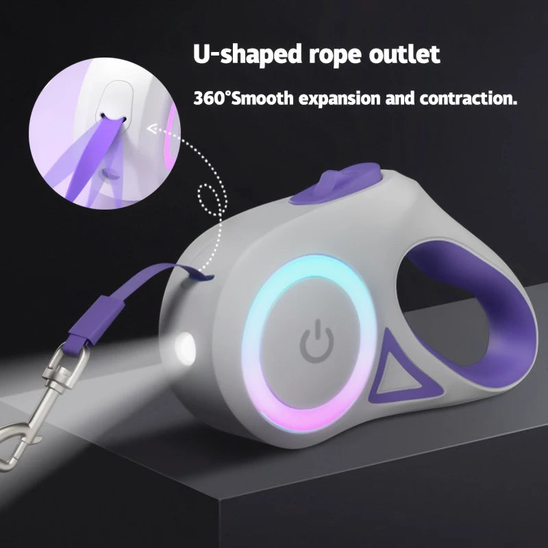 Vodapet LED Retractable Leash with Flashlight – 3m/5m for Small to Large Dogs & Cats