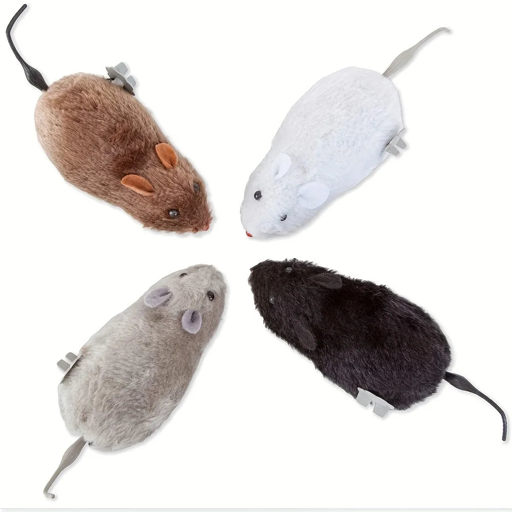 Vodapet Interactive Wind-Up Plush Mouse Toy – Fun for Cats and Dogs