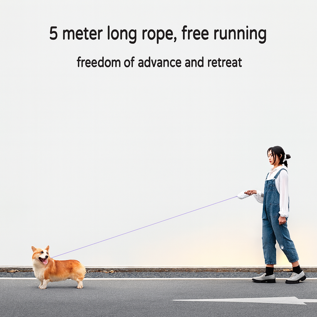 Vodapet LED Retractable Leash with Flashlight – 3m/5m for Small to Large Dogs & Cats
