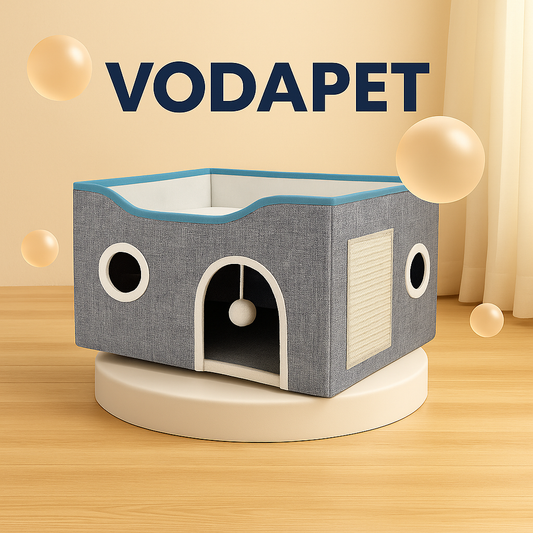 Vodapet Foldable Cat House with Fluffy Ball
