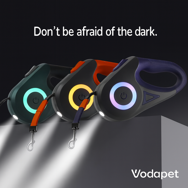 Vodapet LED Retractable Leash with Flashlight – 3m/5m for Small to Large Dogs & Cats