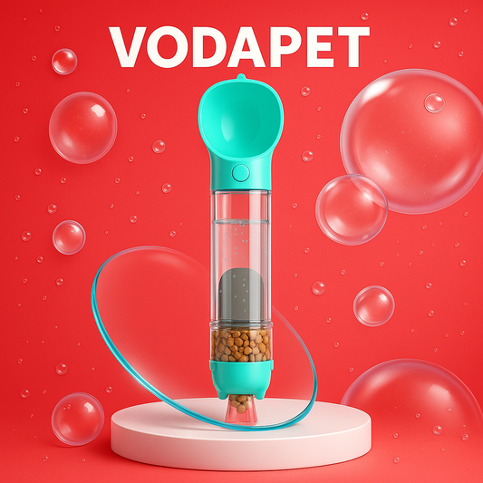 Vodapet 4-in-1 Travel Bottle → Water, Food, Poop Bags