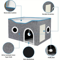 Vodapet Foldable Cat House with Fluffy Ball
