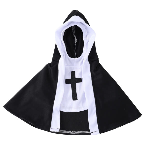 Vodapet Halloween Nun Costume for Cats & Small Dogs – Funny Cross Print Pet Outfit