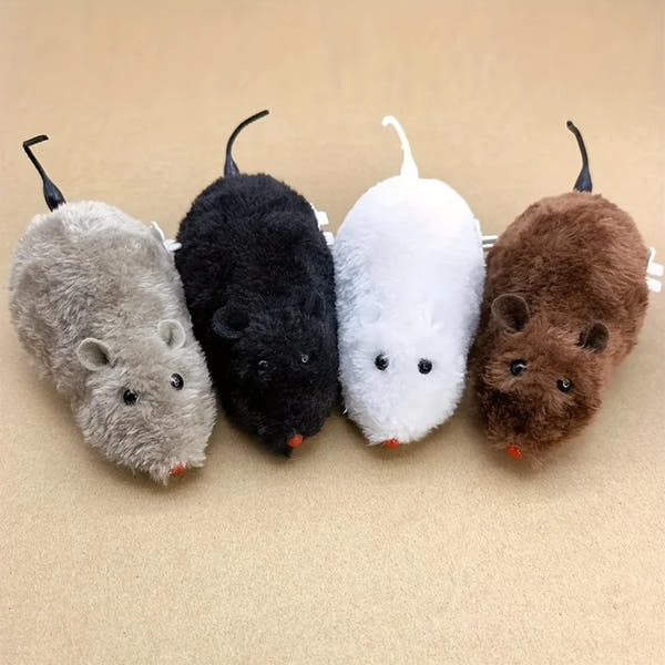 Vodapet Interactive Wind-Up Plush Mouse Toy – Fun for Cats and Dogs