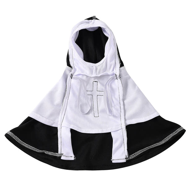 Vodapet Halloween Nun Costume for Cats & Small Dogs – Funny Cross Print Pet Outfit