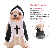 Vodapet Halloween Nun Costume for Cats & Small Dogs – Funny Cross Print Pet Outfit