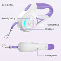 Vodapet LED Retractable Leash with Flashlight – 3m/5m for Small to Large Dogs & Cats