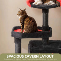 Vodapet 38.5" Gothic Cat Tree with Coffin Bed – Halloween Cat Tower with Scratching Posts, Black