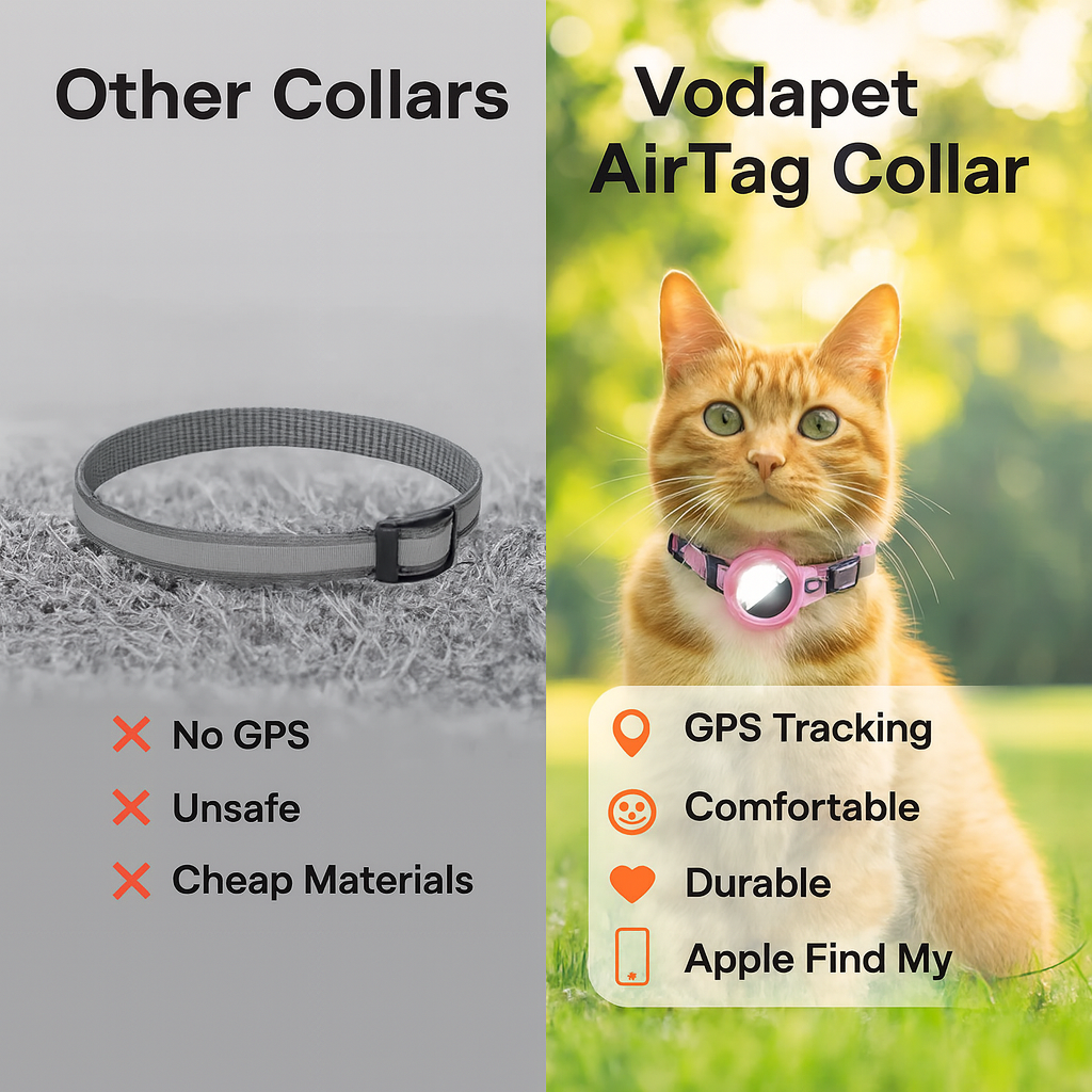 Vodapet Apple AirTag Pet Collar – GPS Tracking for Dogs & Cats