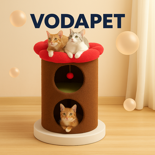 Vodapet Double-Deck Cat House with Cozy Condos