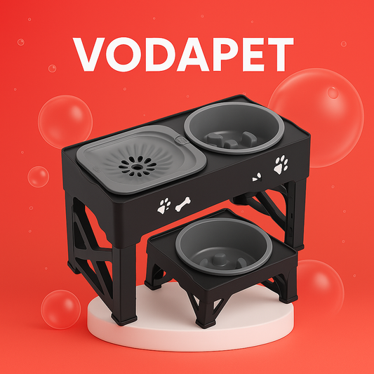 Vodapet 3-in-1 Adjustable Double Slow Pet Feeder